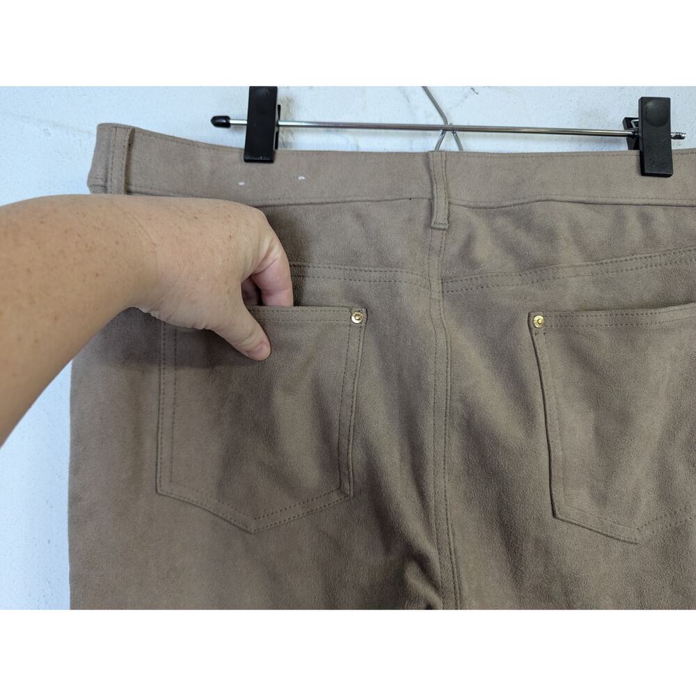 Chicos Faux Suede Pants Beige High Waist Straight Leg Stretch Classic Large - Picture 4 of 9